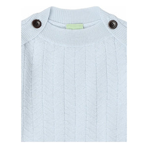 FUB – Zick-Zack-Knopfstrickjacke Feinstrick Merinowolle | Hellblau