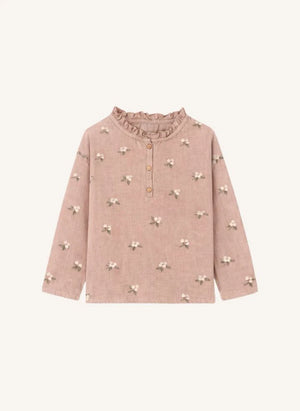 Studio Bohème - Olympe Gui Organisch Baumwollbluse mit Rüsche | Rosa