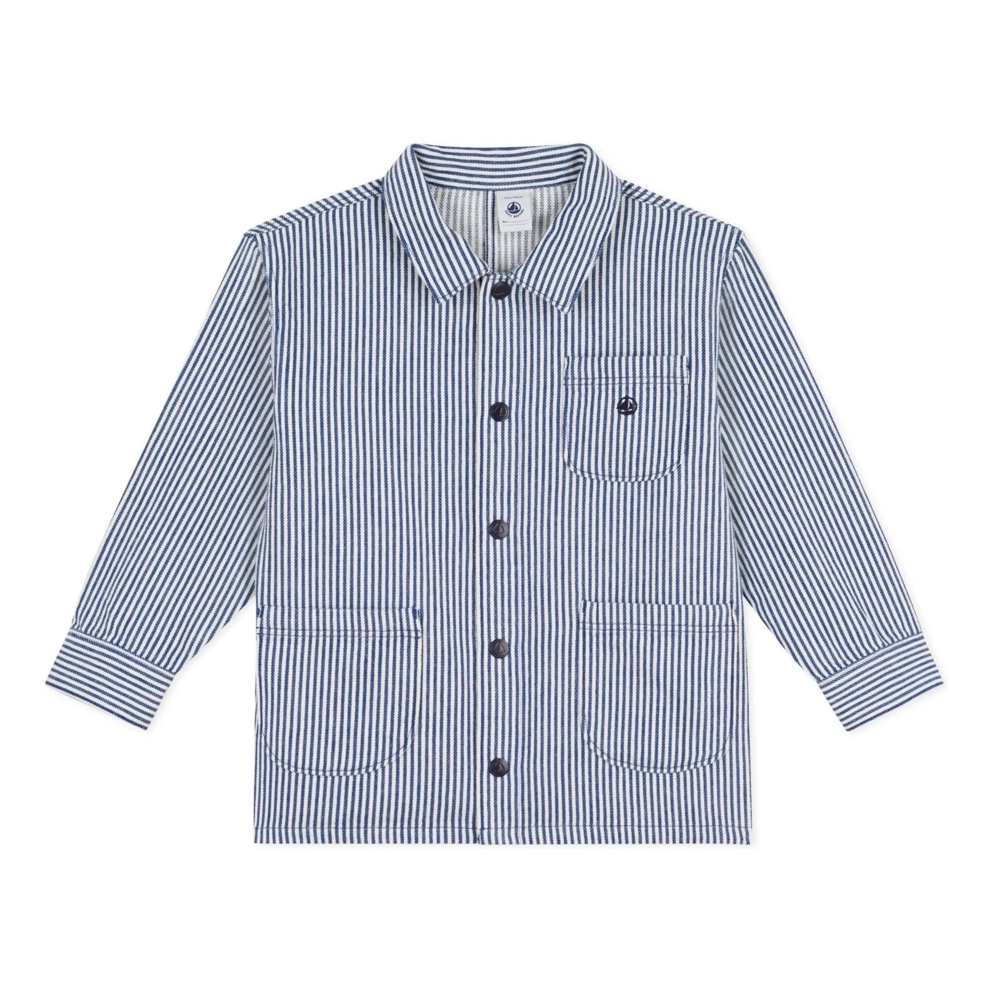 Petit Bateau - Gestreifte Arbeitsjacke aus Bio-Baumwolle | Blau
