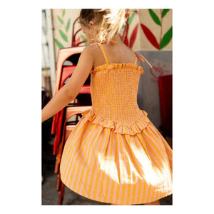Louis Louise - Gestreiftes Eden Rüschenkleid | Orange