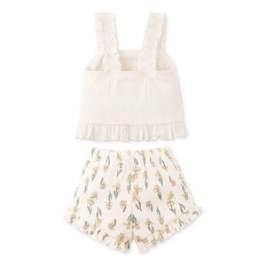 Gingersnaps - Andi Punto Gemustertes Oberteil und Shorts Set | Ecru