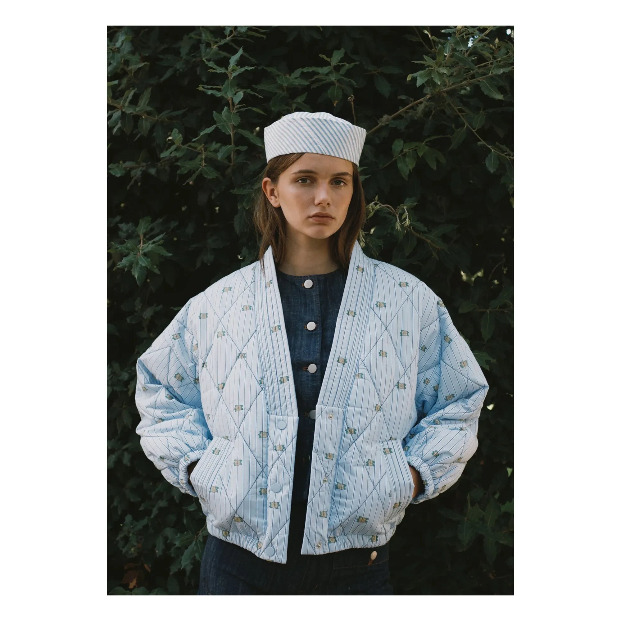 The Tiny Big Sister - Baumwollgestreifte Jacke | Blau