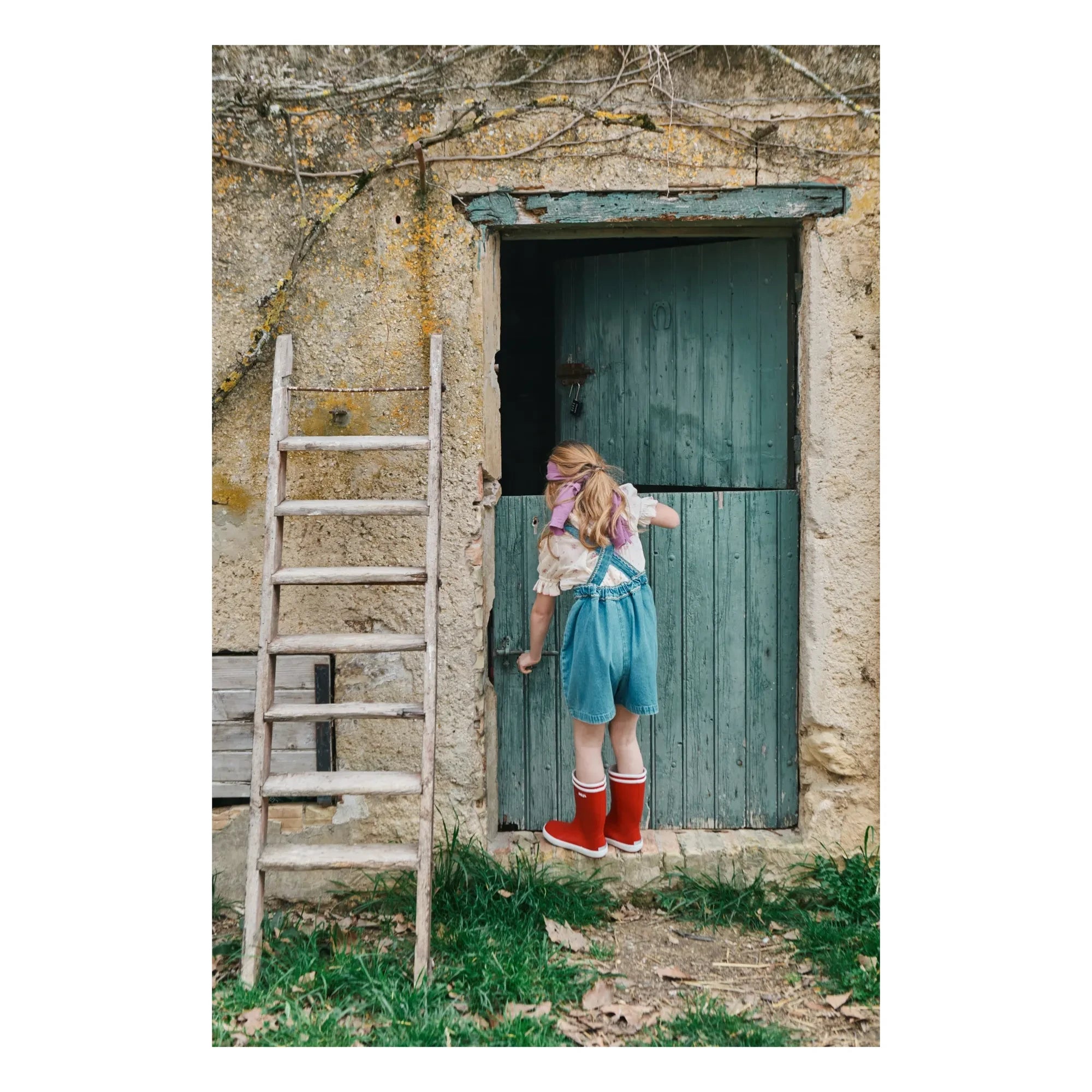 Emile et Ida - Kurzer Denim-Overall mit Kirschstickerei | Blau