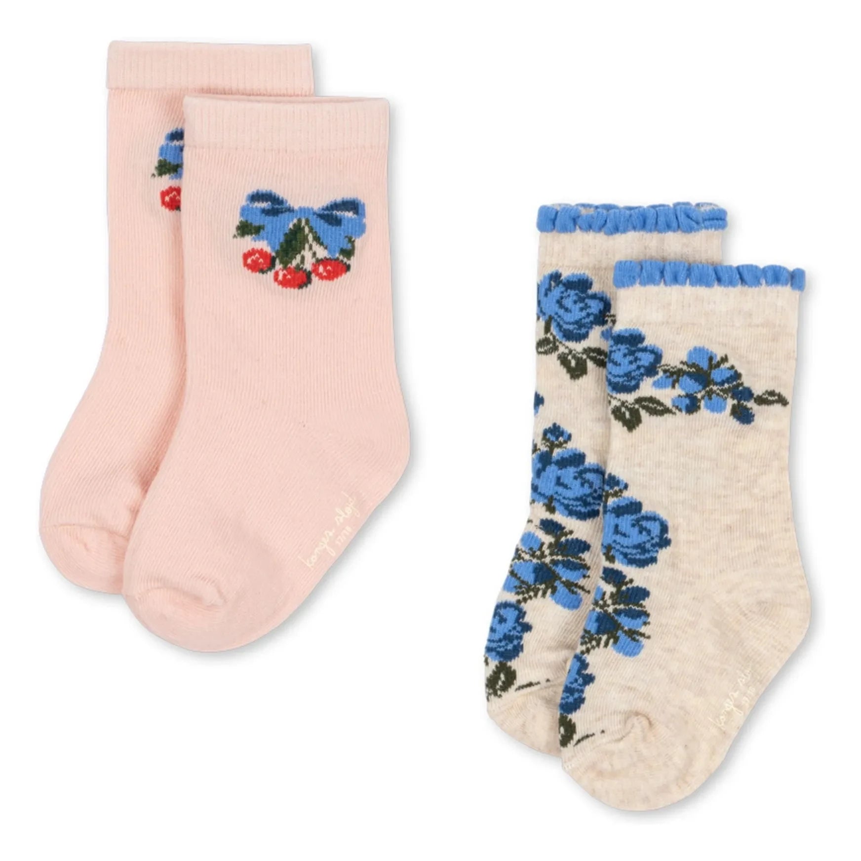 Konges Sløjd - 2er-Pack Socken mit Blumenmuster | Rosa