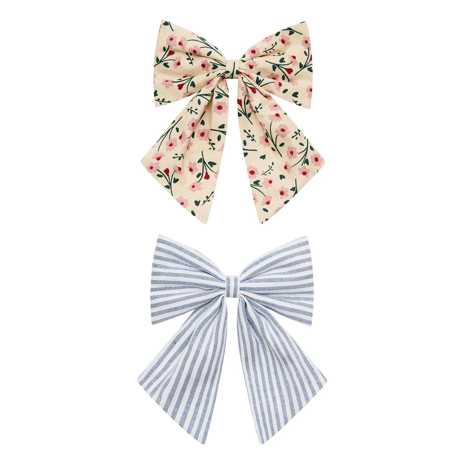 Mimi & Lula - 2er Set Agnes Blumen- und Gestreifte Haarspangen | Creme