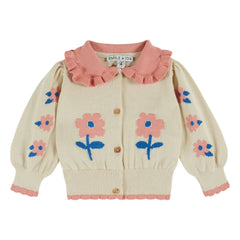 Emile et Ida - Cardigan aus Bio-Baumwolle mit Blumenmuster | Beige