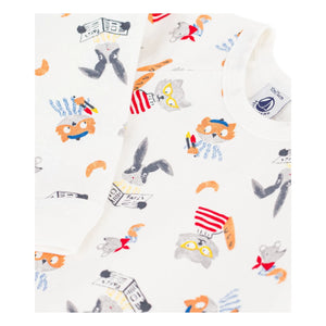Petit Bateau - Dors Bien Animaux organik pamuklu polar pijama | Beyaz
