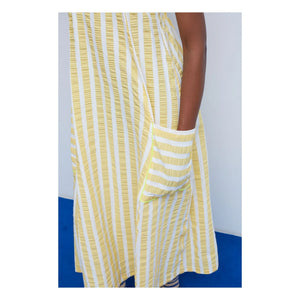 Dr Bloom - Gestreiftes Kleid in Zitronengelb