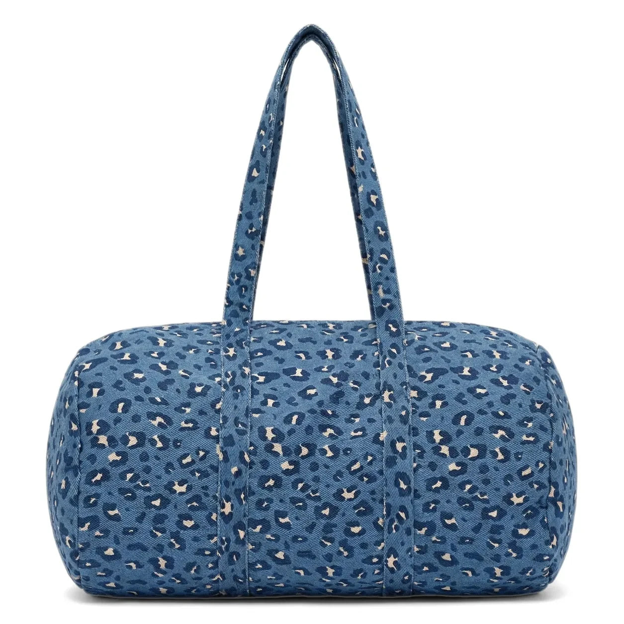 Louis Louise - Denim-Tasche mit Leopardenmuster und Bommel | Hellblau