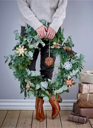 Bloomingville - Rattan Schneeflocke Weihnachtsdekoration - 3er Set