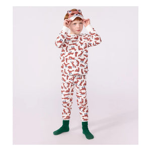 Petit Bateau - Organik Pamuk Tilki Pijama ve Maske Seti | Beyaz