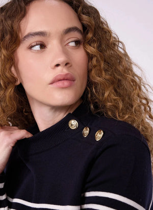 Petit Bateau - Gestreifter Wollpullover | Navy