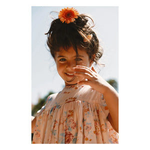 Lilinoa - Maeva Blumenmuster Baumwoll-Voile Kleid | Pfirsich