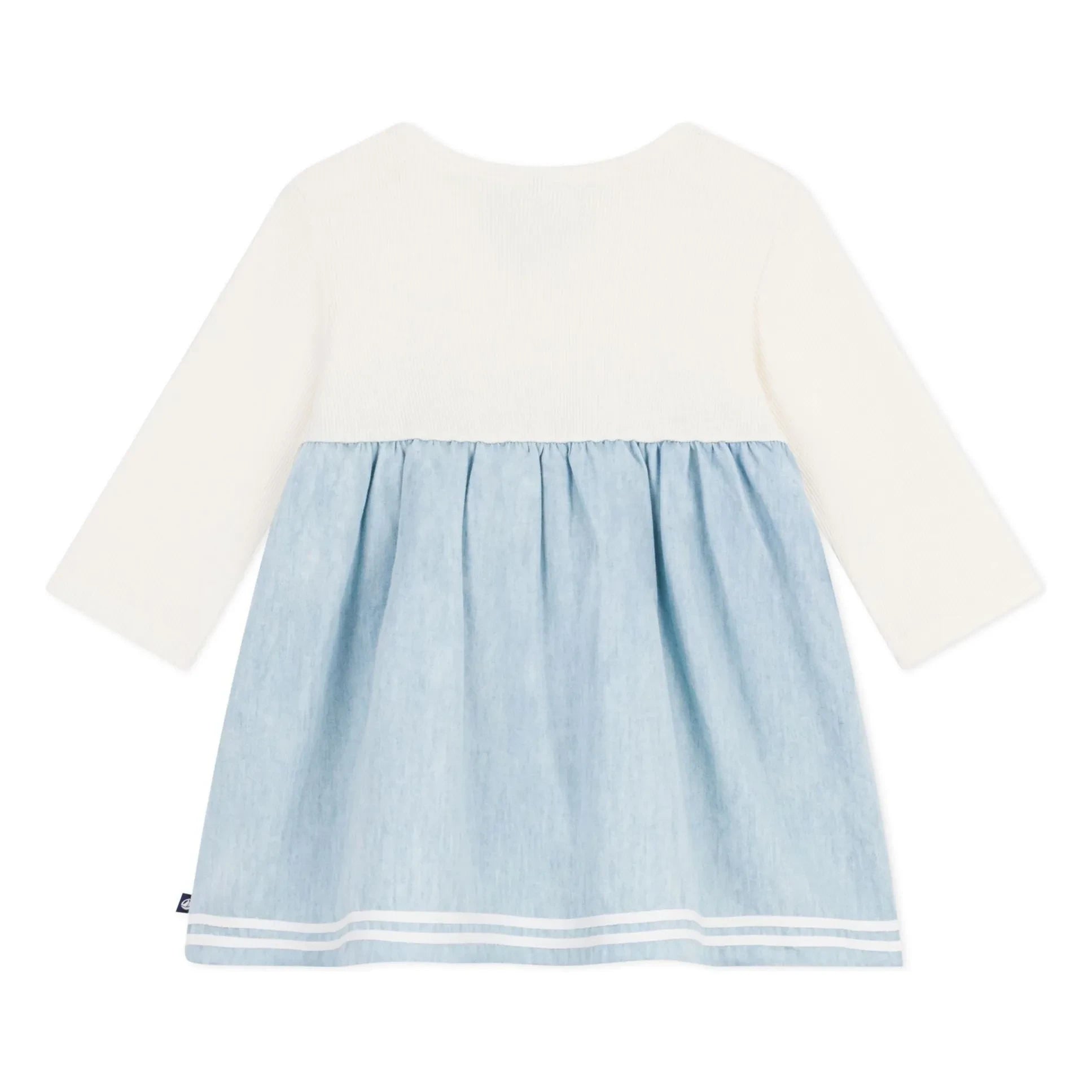 Petit Bateau - Chambray Kleid mit Raffung | Ecru