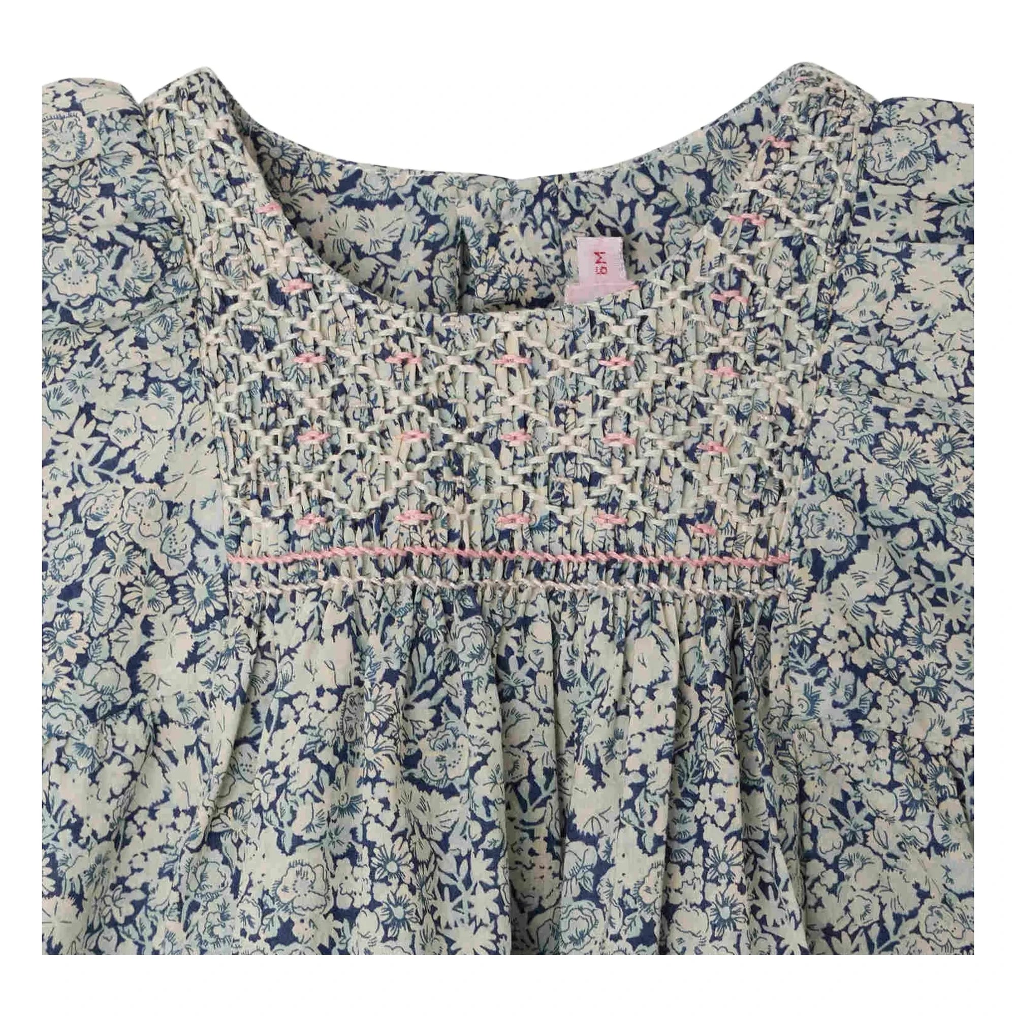 Bonpoint - Cadelili Fleurie Kleid aus Bio-Baumwolle mit Bündchen | Preußischblau