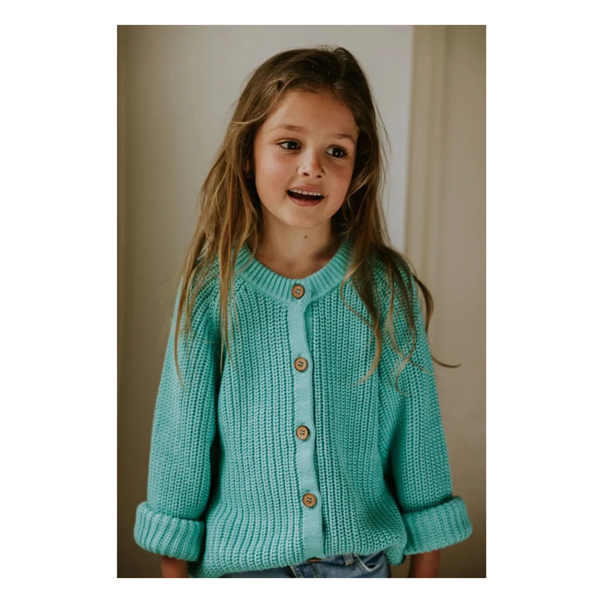 Yuki - Bio-Baumwoll-Raglan-Strickjacke | Türkis