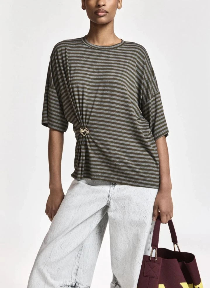 Essentiel Antwerp - Kriss Broche T-Shirt | Khaki