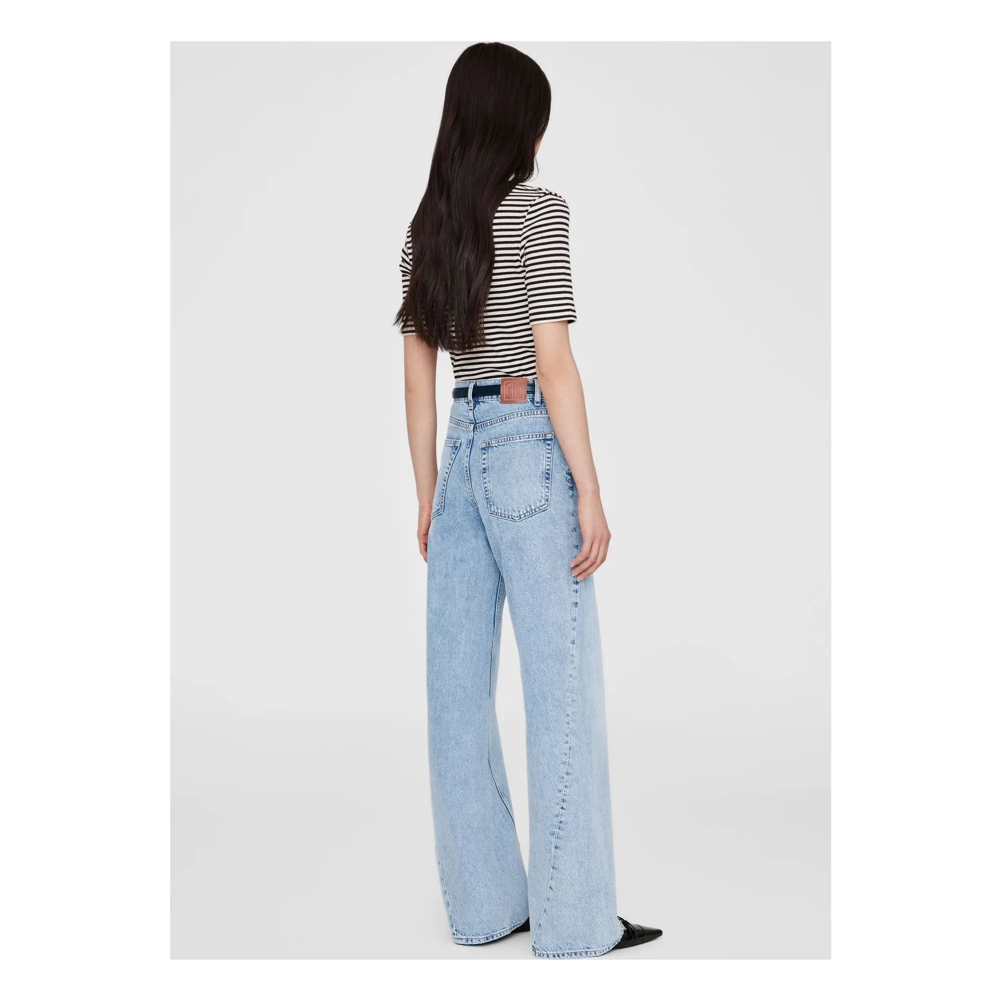 Anine Bing – Alessia Gestreiftes T-Shirt | Schwarz