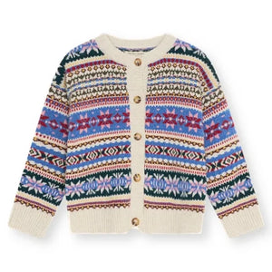 the new society - Caia Jacquard-Strickjacke aus recycelten Fasern | Blau