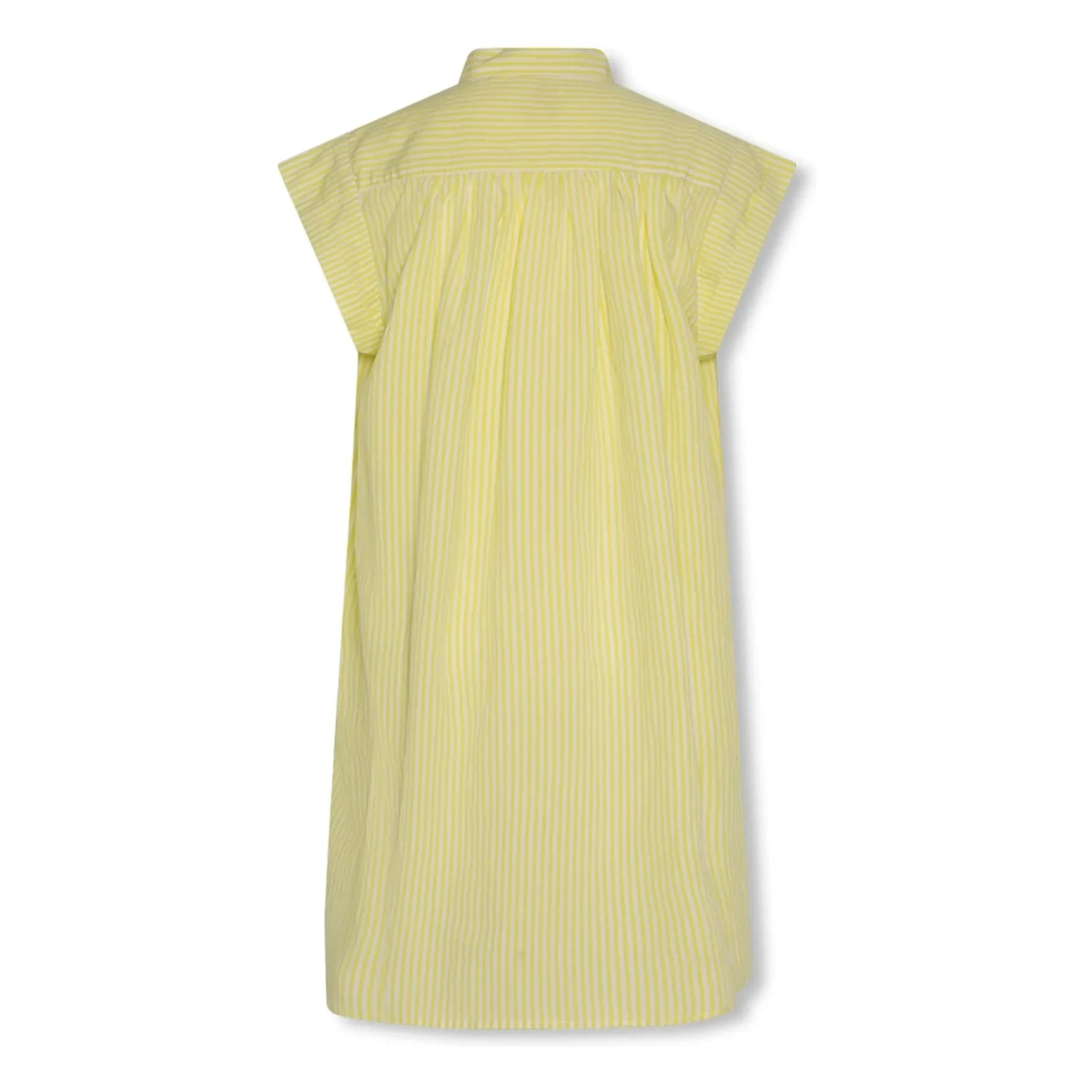 AO76 - Gestreiftes Hemdkleid mit Steinchen | Gelb