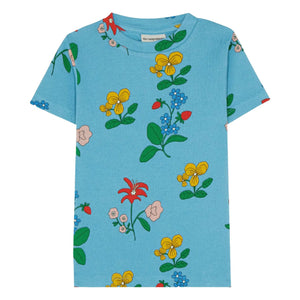 The Campamento - Geripptes T-Shirt Blumen | Azurblau
