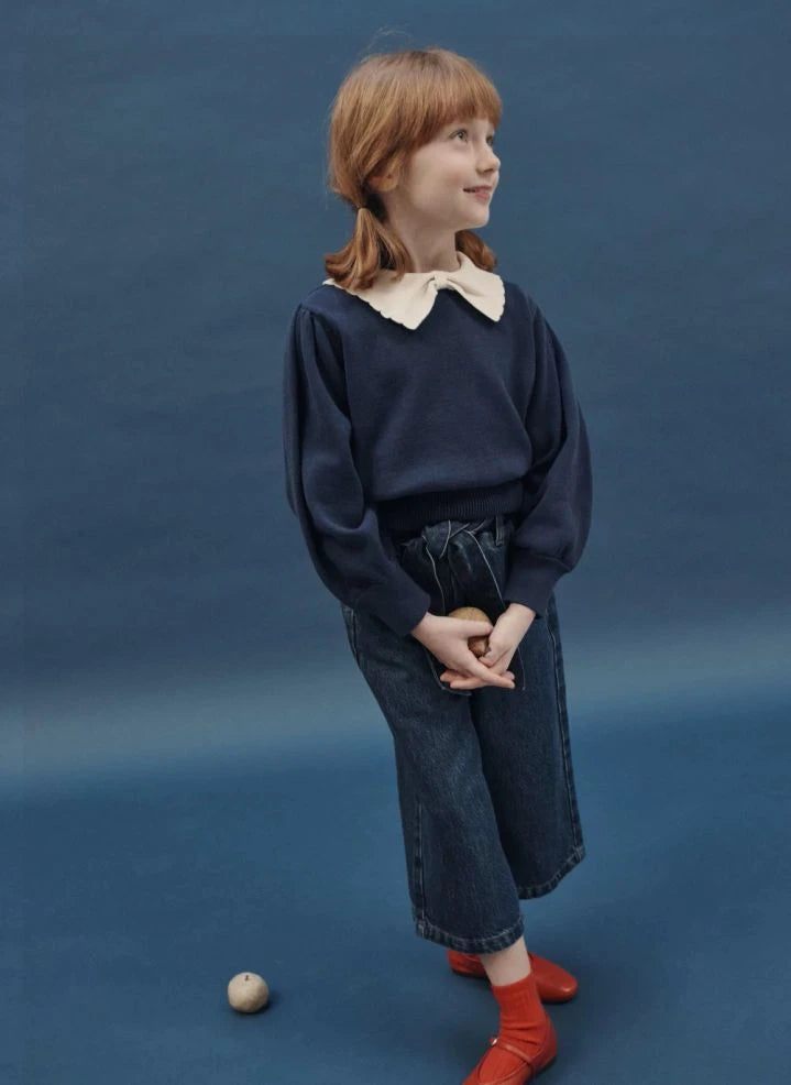 Emile et Ida - Pullover mit Porzellan-Kragen | Dunkelblau