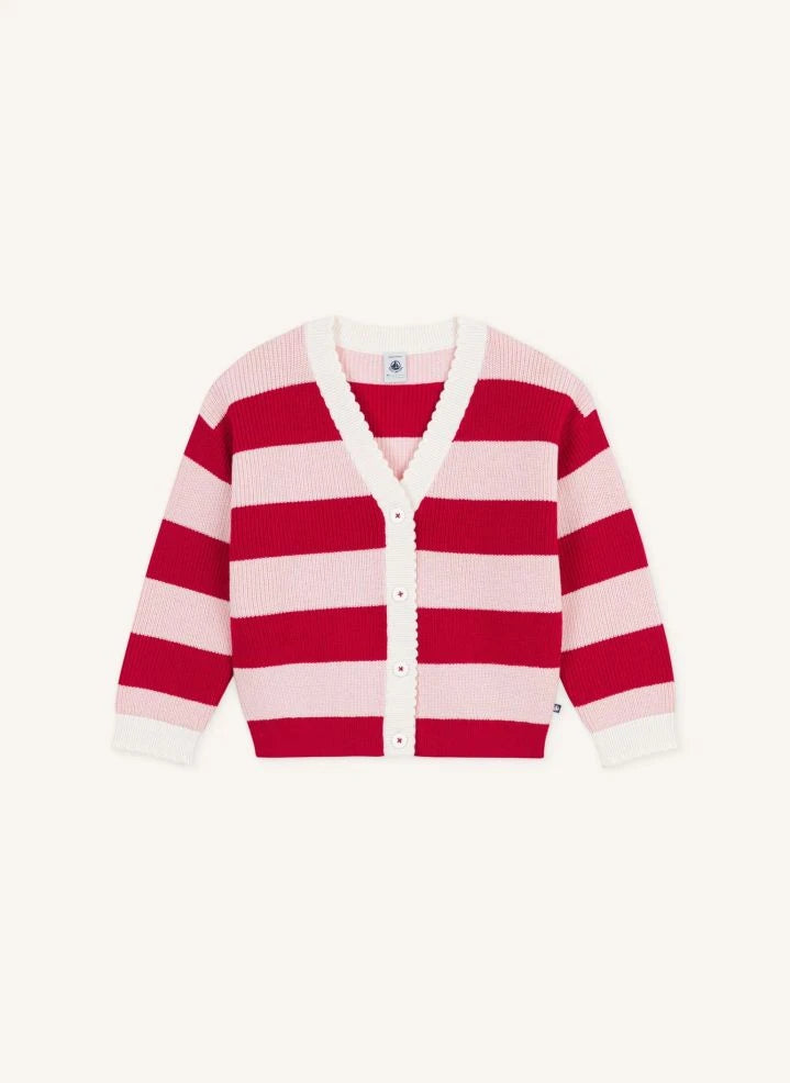 Petit Bateau - Wolle gestreifter Cardigan | Pink