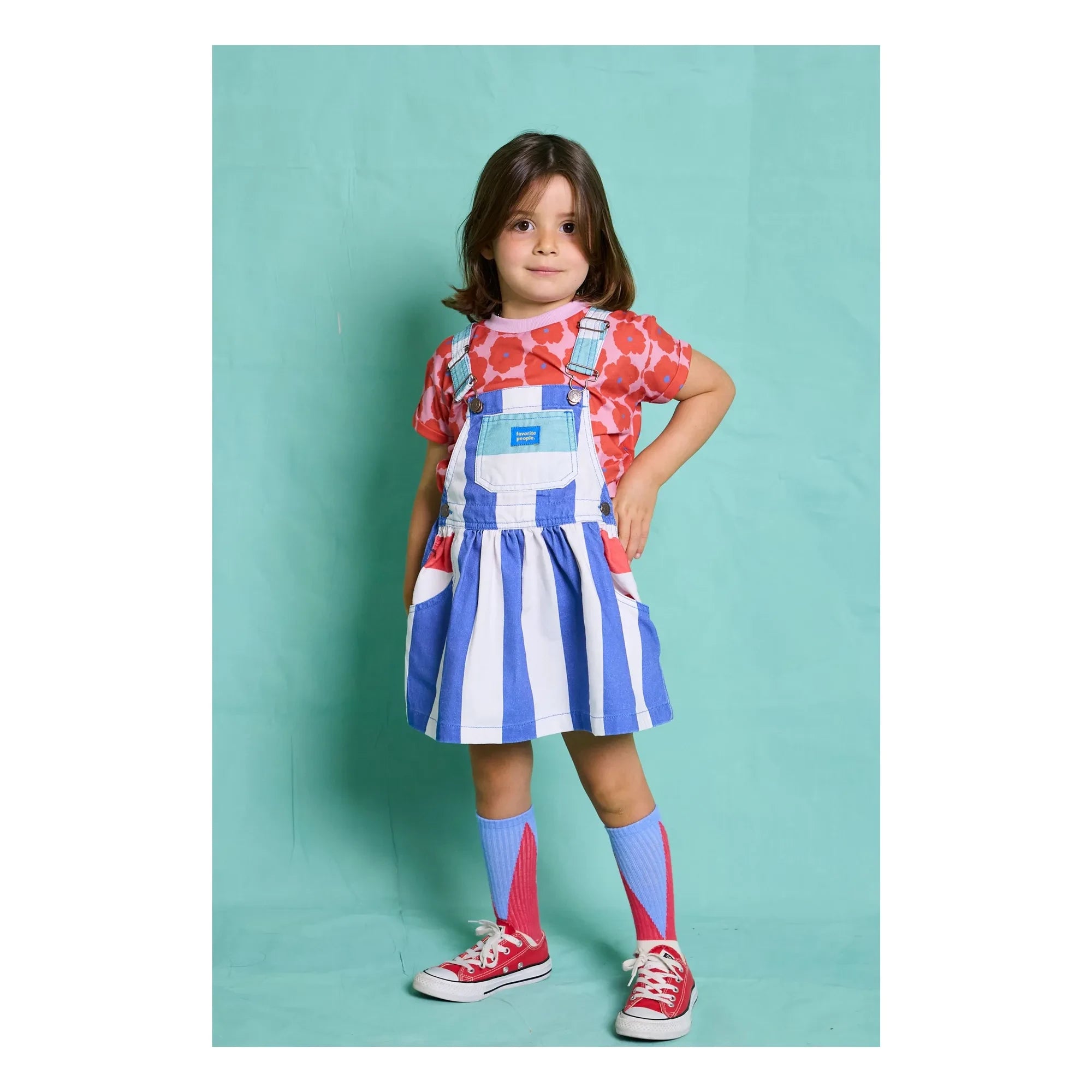 Favorite People - Blau gestreifter Capri-Jumpsuit