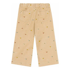 Petit Bateau - Samthose mit Blumenmuster | Beige
