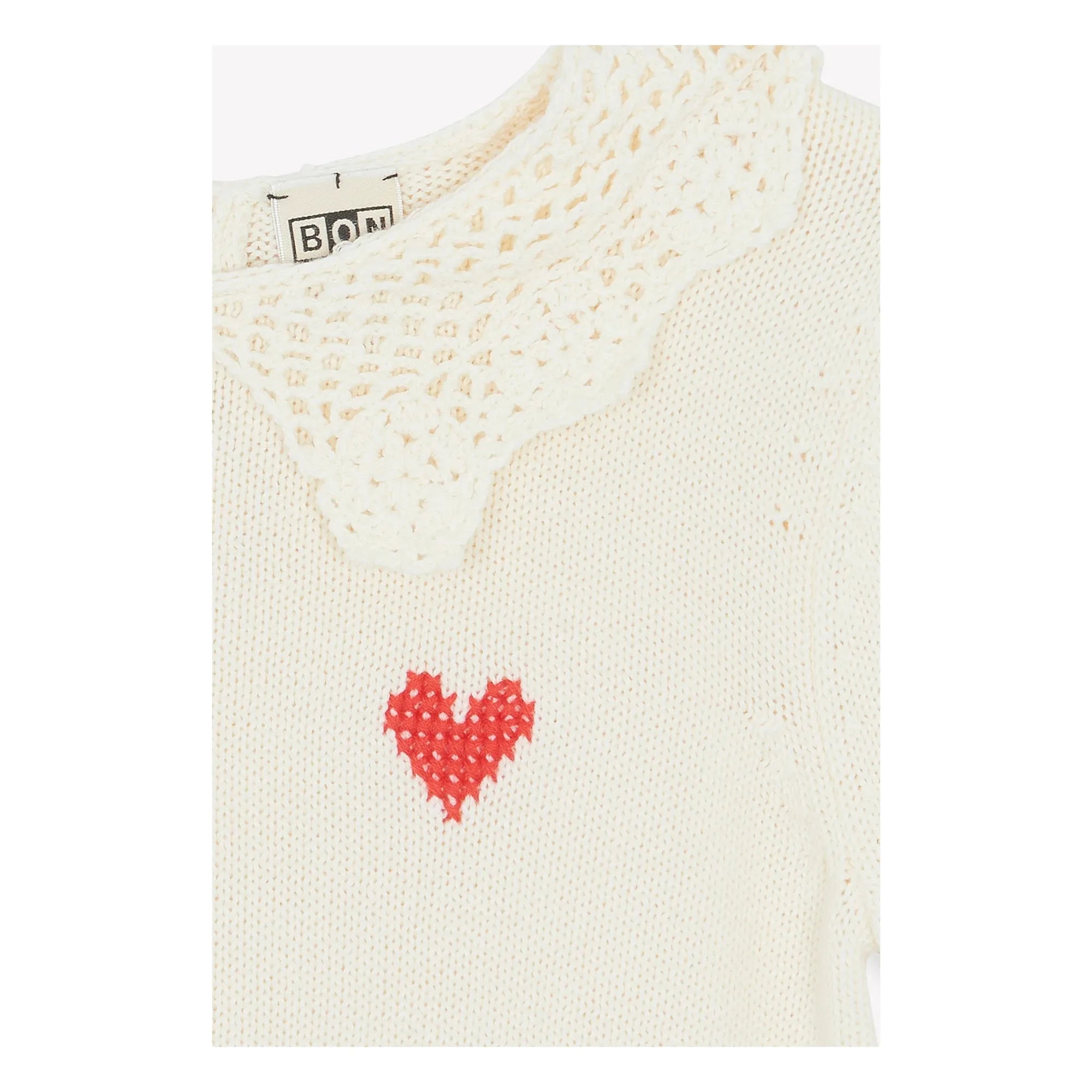 Bonton - Niko Kurzärmliger Pullover mit Claudine-Kragen | Ecru