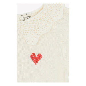 Bonton - Niko Kurzärmliger Pullover mit Claudine-Kragen | Ecru