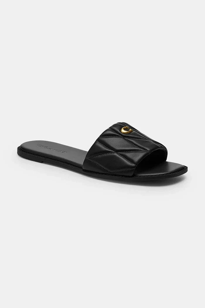 Coach Holly Quilted Leather Sandal kadın deri düz taban terlik
