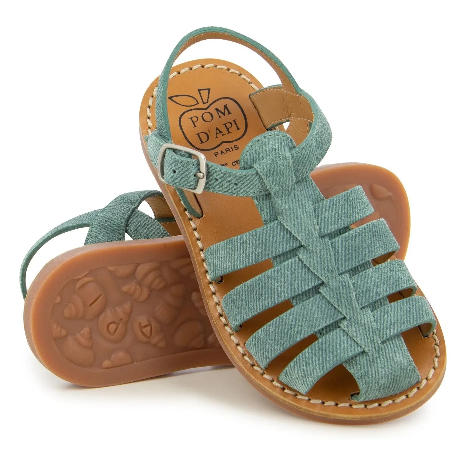 Pom d'Api - Sandale Beach-Stitch Dad | Minzgrün