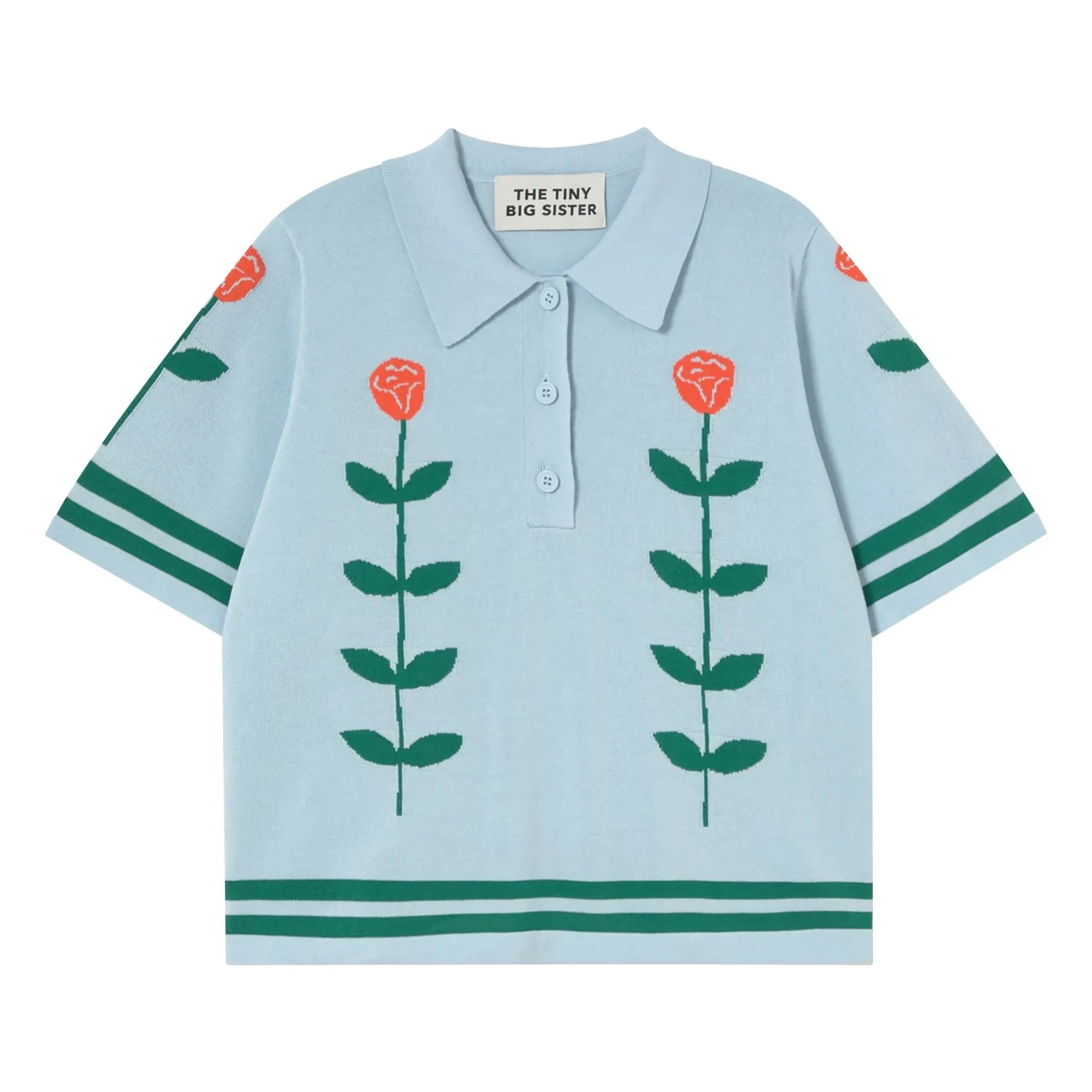 The Tiny Big Sister - Polo Chloé Roses Baumwolle | Blau