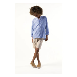 Sunchild - Gestreifte Negril Bluse mit Tuneskragen | Blau