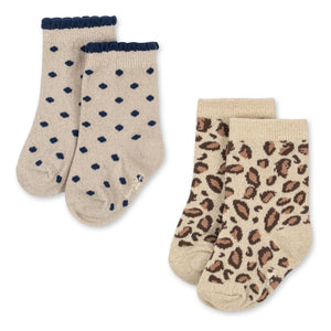 Konges Sløjd - Socken im Leo-Look, 2er-Set | Beige