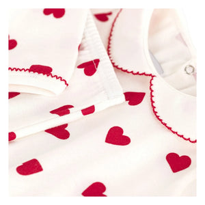 Petit Bateau - Pyjama mit Herzkragen aus Bio-Baumwolle | Weiß
