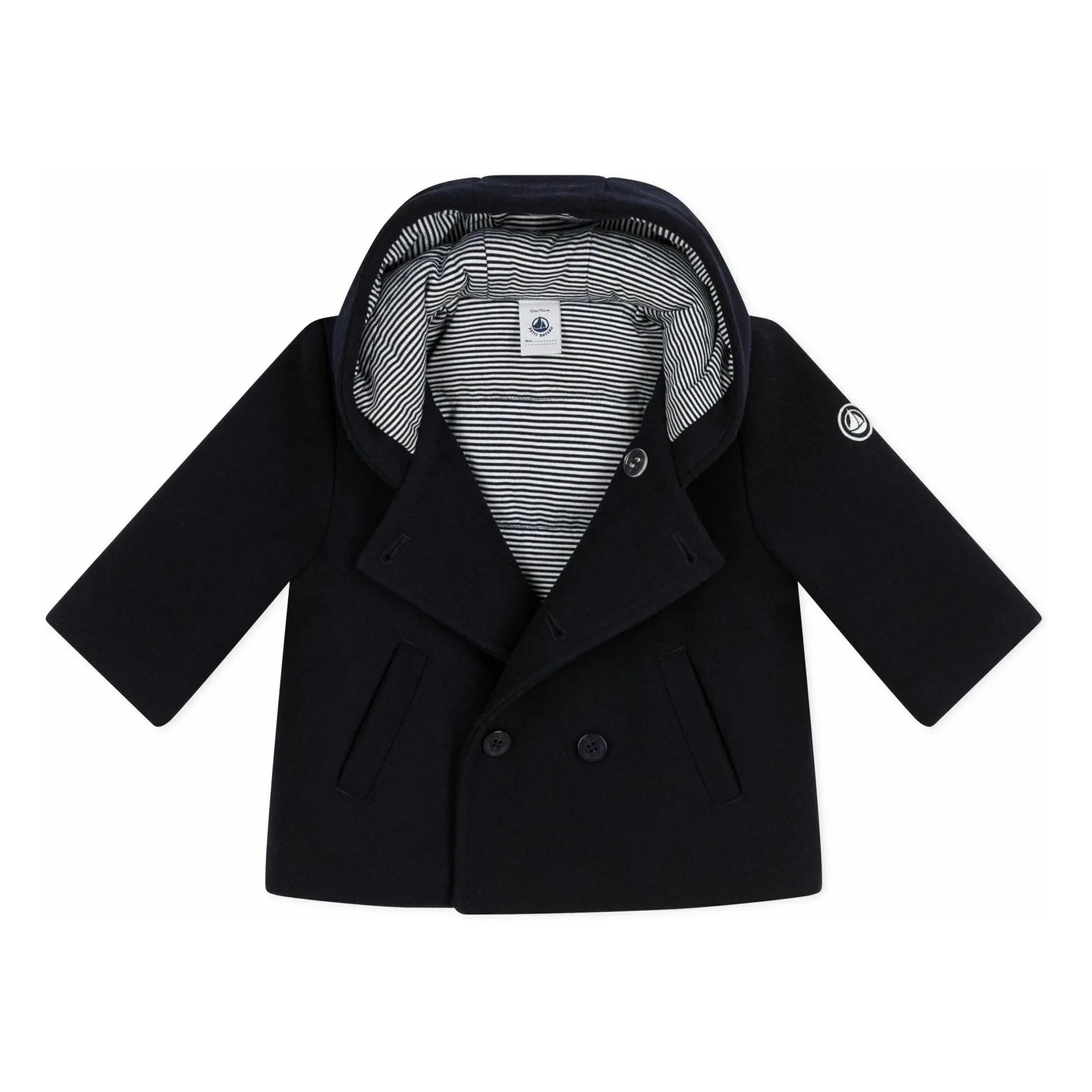 Petit Bateau - Marineblaue Baby-Wolljacke mit Knöpfen