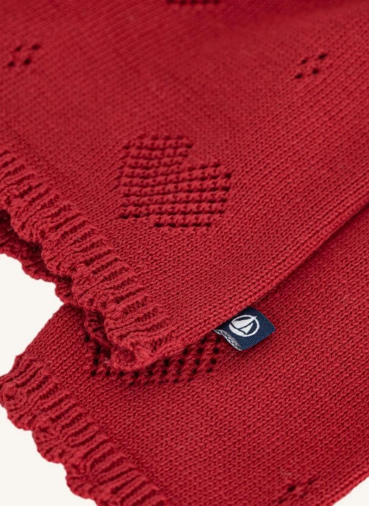 Petit Bateau - Ajour-Strickjacke mit Herz aus Bio-Baumwolle | Rot