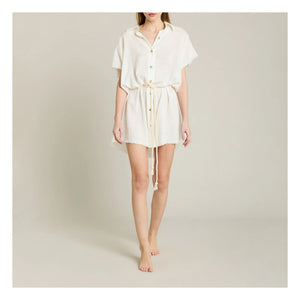 Maison Saint Julien - Paros Gaze-Baumwollkleid | Ecru