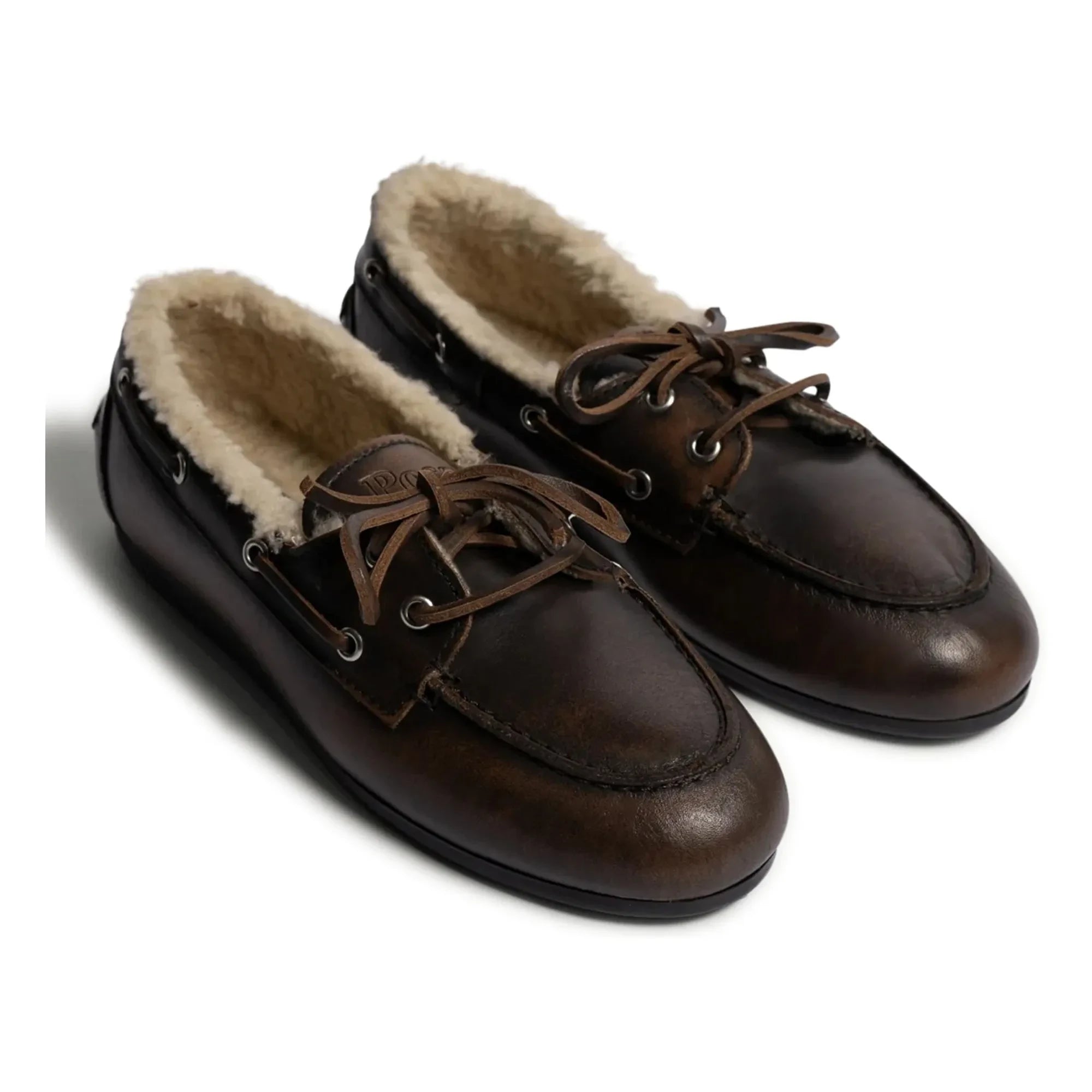 Posa - Leder- und Fell-Bootsschuhe | Braun
