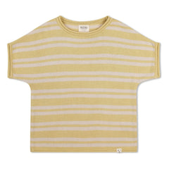 Matona - Gestreiftes Organisches Baumwoll-Feinstrick-T-Shirt | Blassgelb