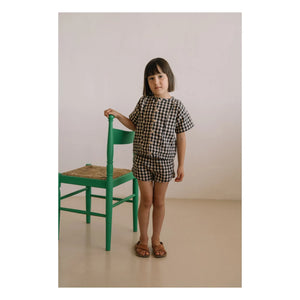 Studio Bohème - Georgette Gingham Bio-Baumwoll-Musselin-Shorts | Schwarz