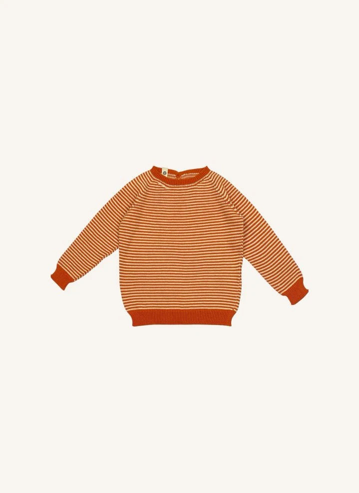 Bayiri - Lazy Bug Gestreifter Bio-Baumwoll-Pullover | Rot