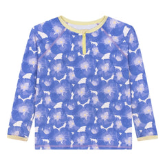 My First Cantê - T-Shirt mit Blumenmuster und UV-Schutz | Blau