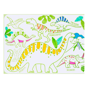 Superpetit - Doppelseitige Mini-Mal-Tischset mit 4 Filzstiften - Dinosaurier