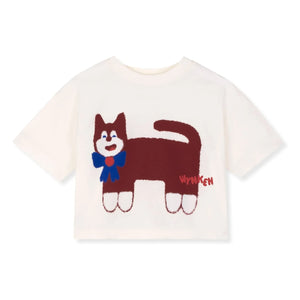 Wynken – Kurz geschnittenes Katzen-T-Shirt aus Bio-Baumwolle | Ecru