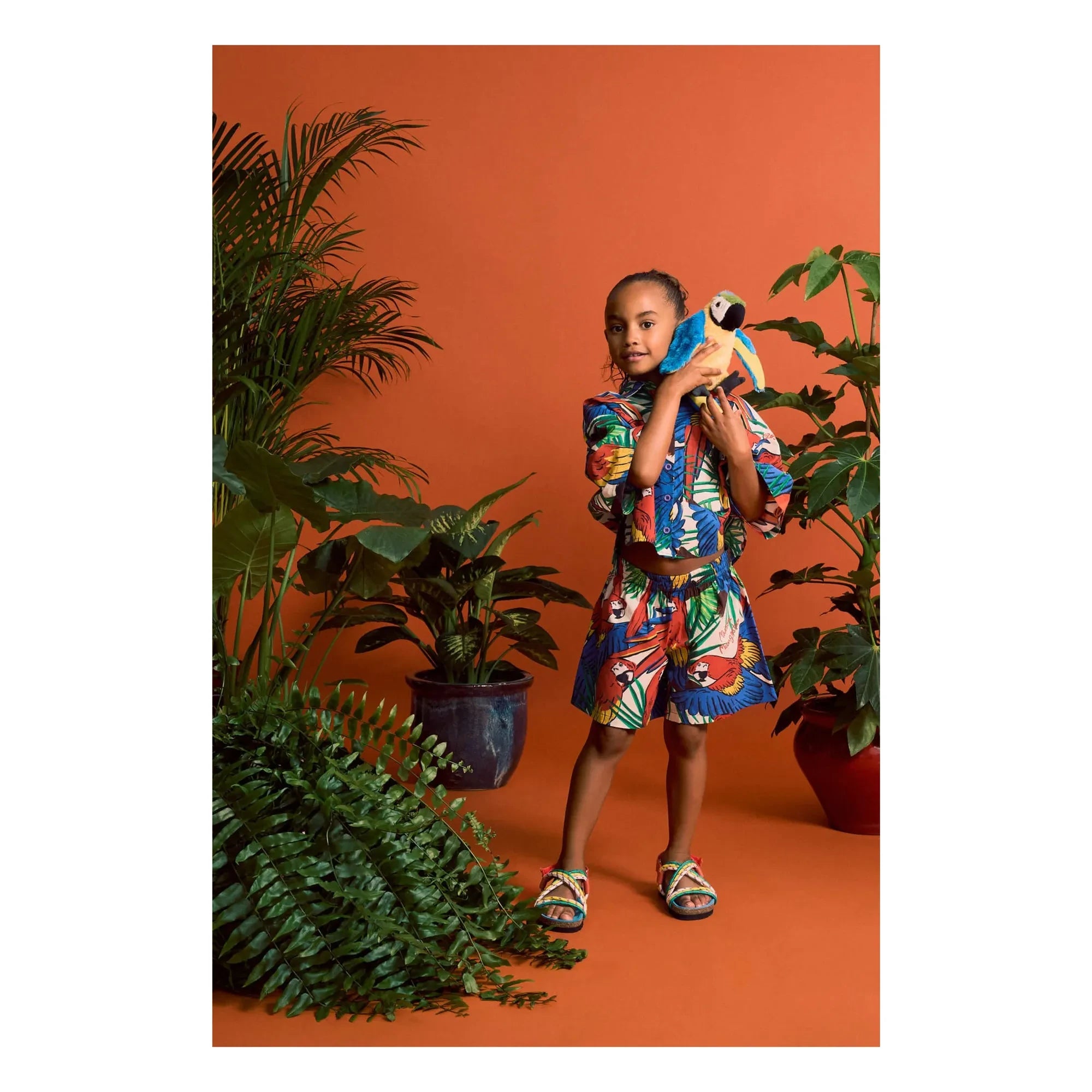 Maison Mangostan – Papagei-Shorts | Blau