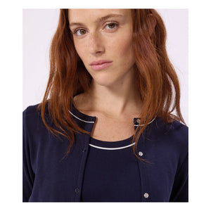 Petit Bateau - Strickjacke aus Cord | Marine