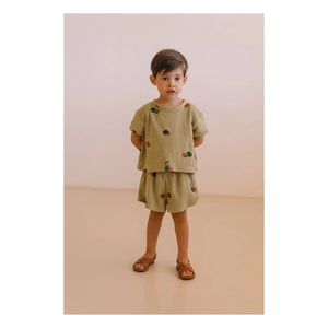 Studio Bohème - Essential Watermelon Bio-Baumwolle Frottee T-Shirt | Khaki
